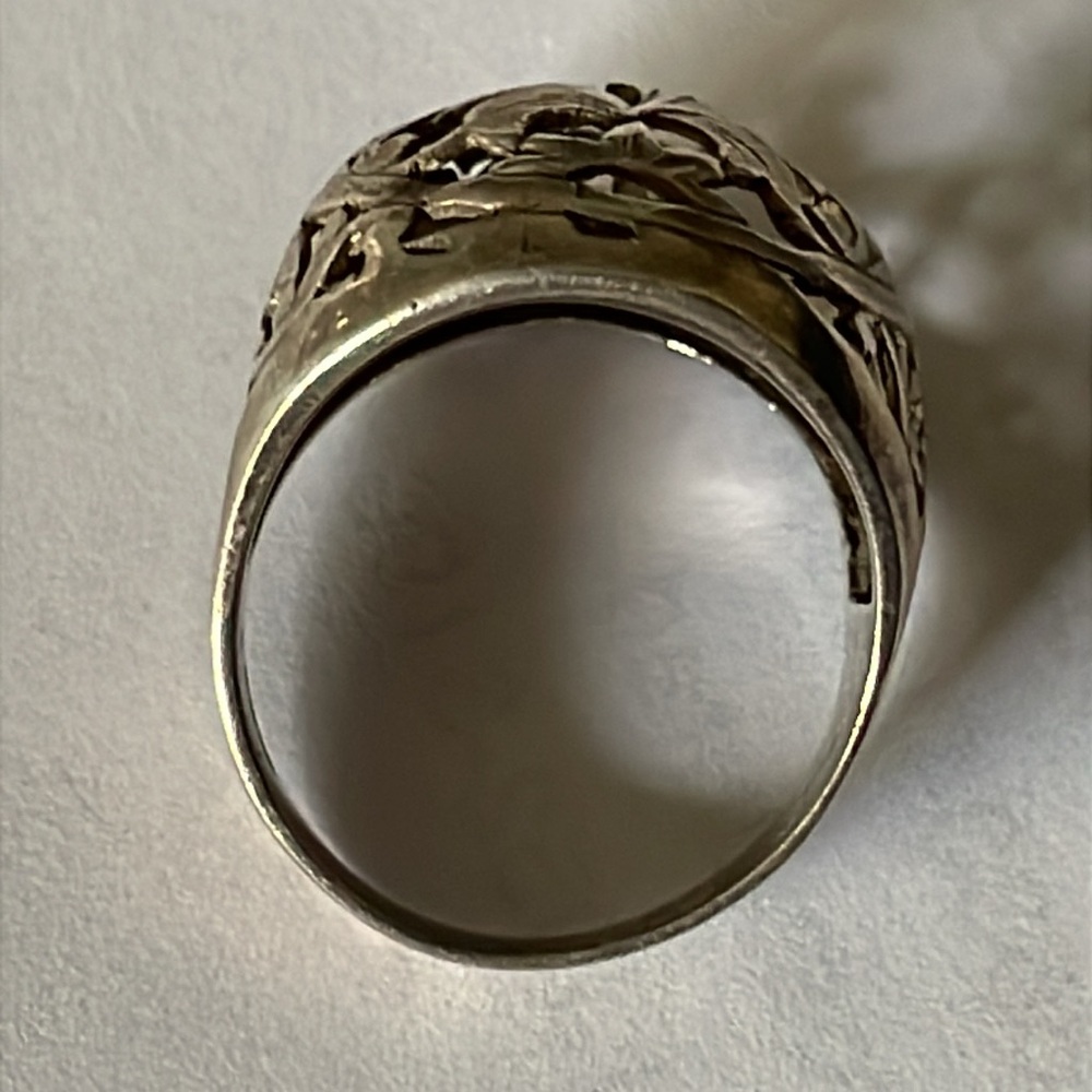 Sterling Silver .925 Filigree floral Dome Ring Vintage - Picture 2 of 10
